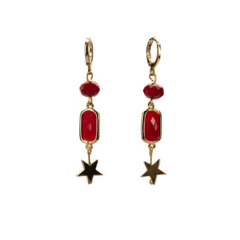 Earrings Red with Gold