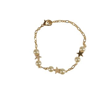Gold Bracelet with Pearl and Hematite