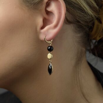 Earrings Gold Black Combination With Hematite