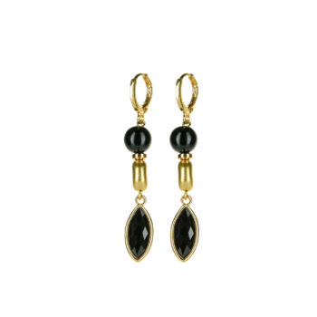 Earrings Gold Black Combination With Hematite