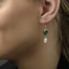 Earrings Green Crystal Pearl