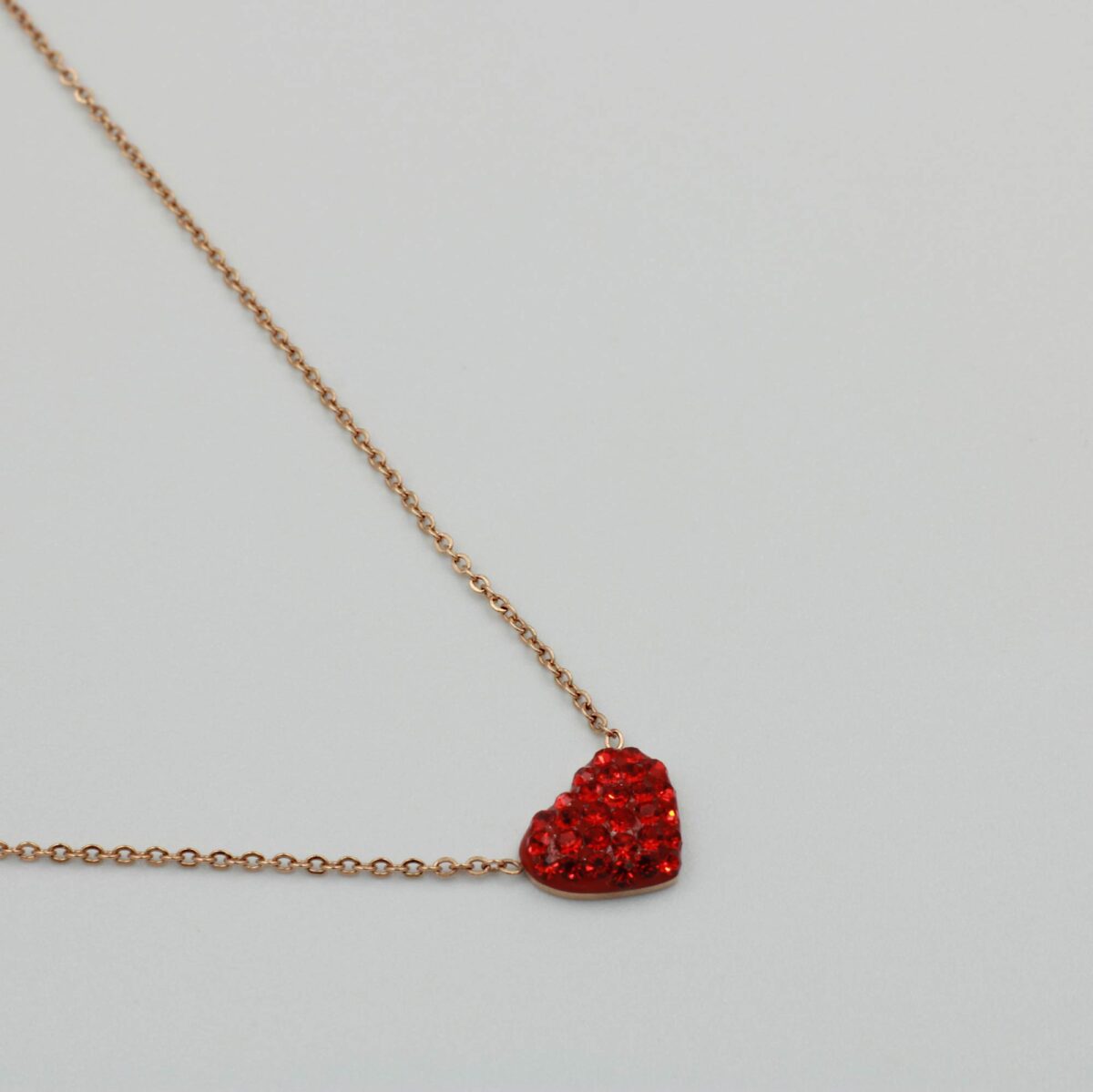 Red Heart Necklace with Gold Steel Chain