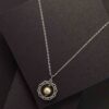 Necklace With Round Silver Plated Pattern With Pearl Combination