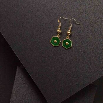 Earrings with Green Crystal and Star