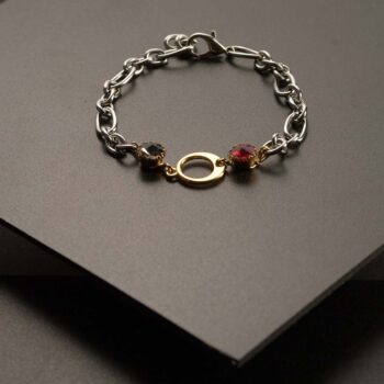 Chain Bracelet With Red And Silver Crystal