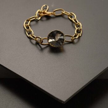 Gold Plated Bracelet With Off-black Crystal