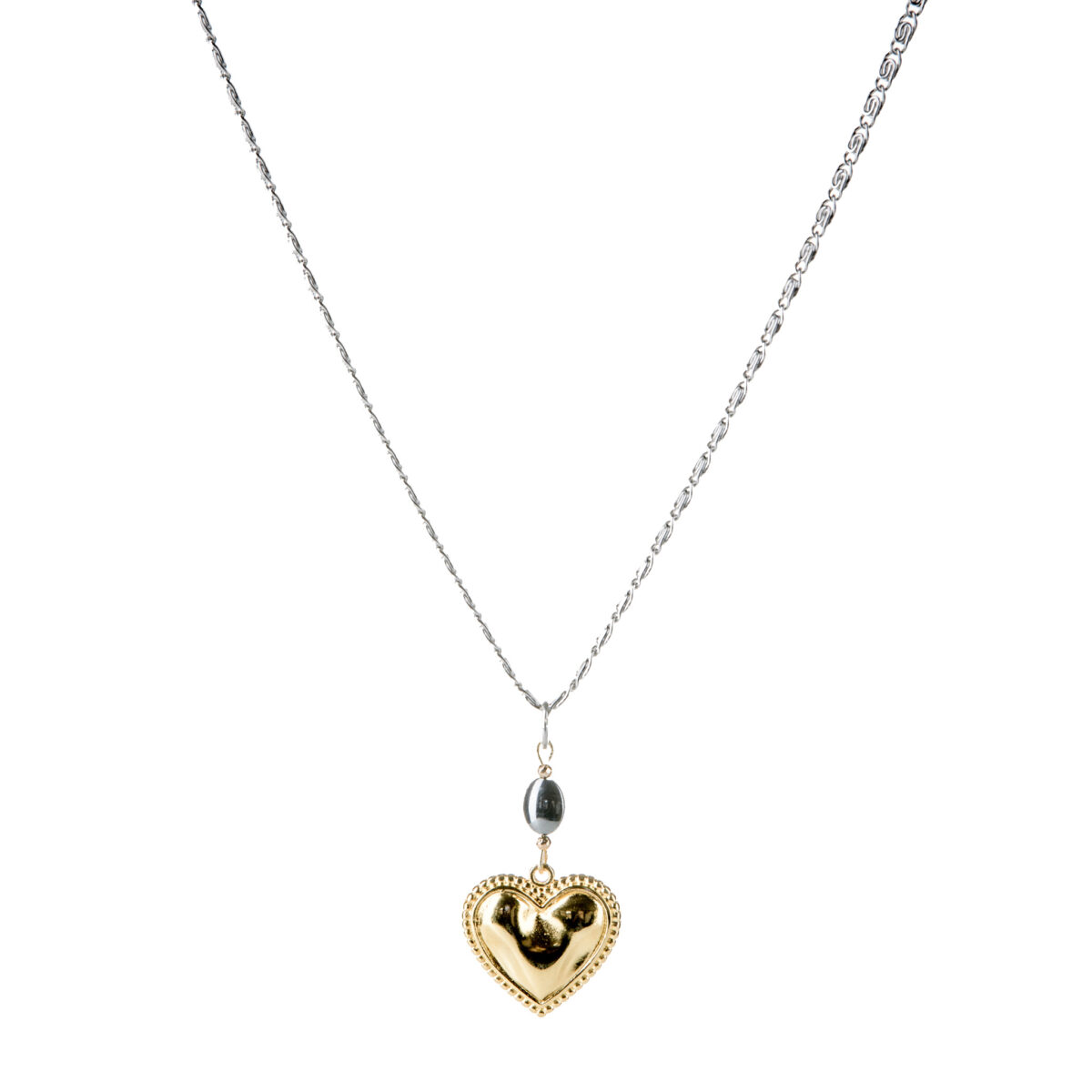 Gold Metallic Heart Necklace
