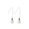 Earrings Long with White Pearl and Hematite