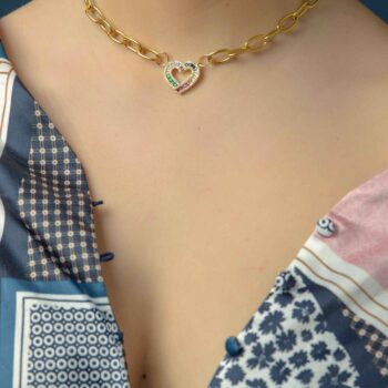 Choker Necklace Colorful Heart
