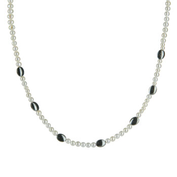 Pearl Necklace with Hematite