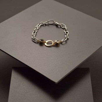 Chain Bracelet With White And Silver Crystal