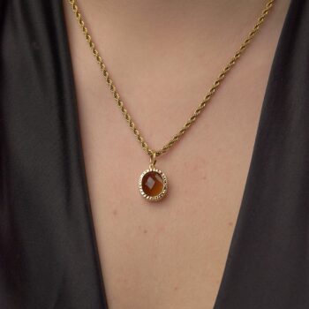 Necklace Gilded With Crystal In Honey Shade