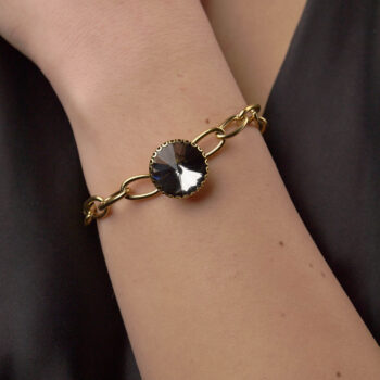 Gold Plated Bracelet With Off-black Crystal