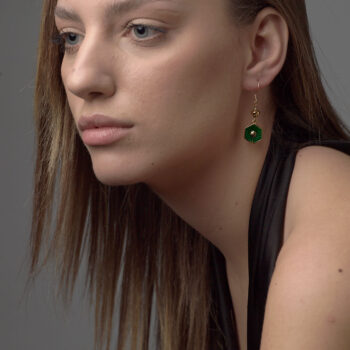 Earrings with Green Crystal and Star