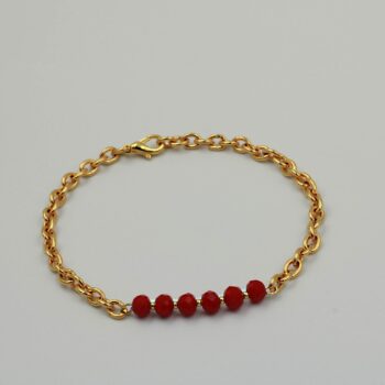 Bracelet with Gold Plated Chain and Red Corals