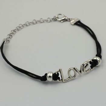 Bracelet with Black Lace and Silver Motif