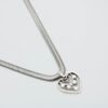 Women's Necklace Silver Heart Decorated with Crystals