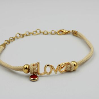 Beige Lace Bracelet With Gold Motif