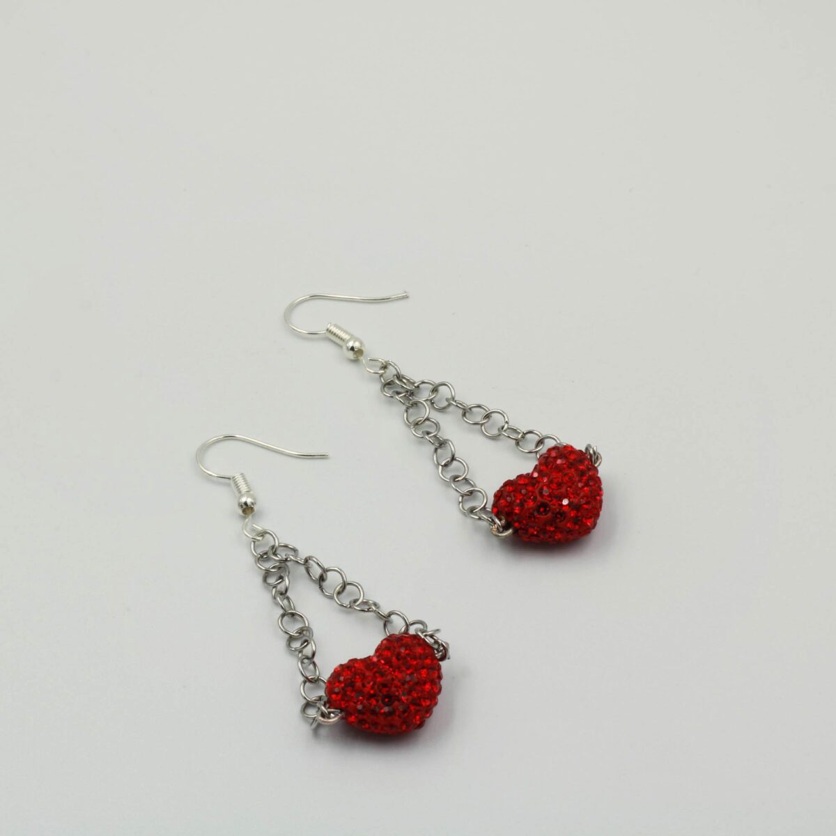 Women's Pendant Earrings With Red Heart