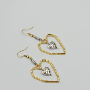 Earrings With Double Hanging Heart