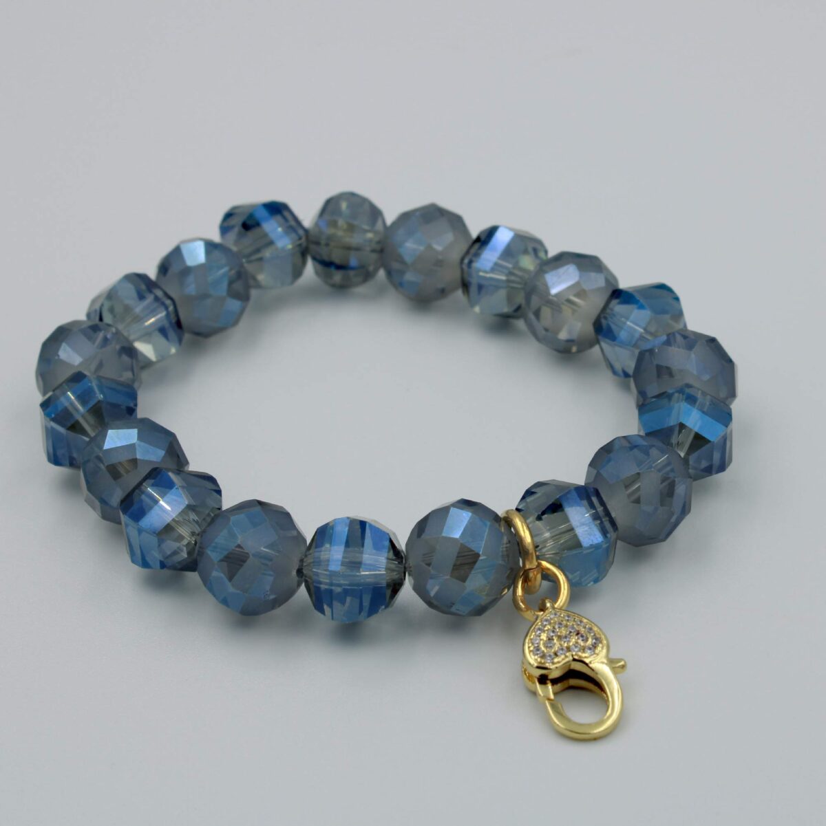 Crystal Bracelet in Light Blue and Padlock Gold Pattern