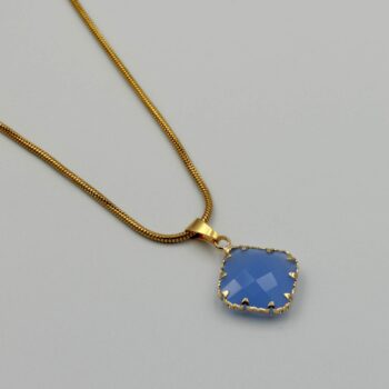 Women's Gold Necklace with Marine Crystal Motif