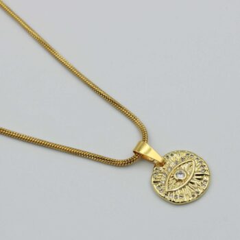 Gold Women's Necklace with Eye Shape Pattern