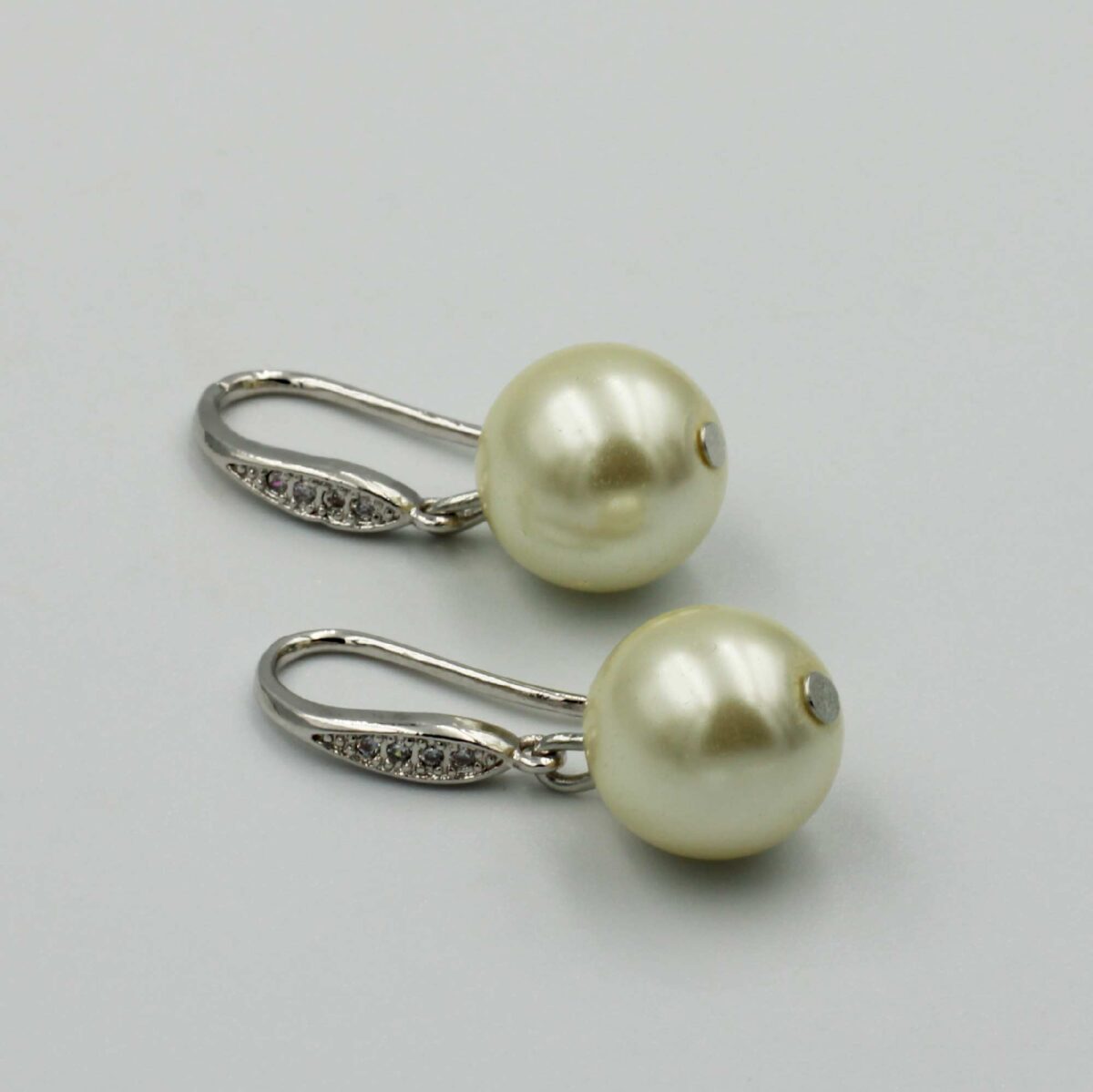 Silver Plated Earrings 925 with Glass Pearl
