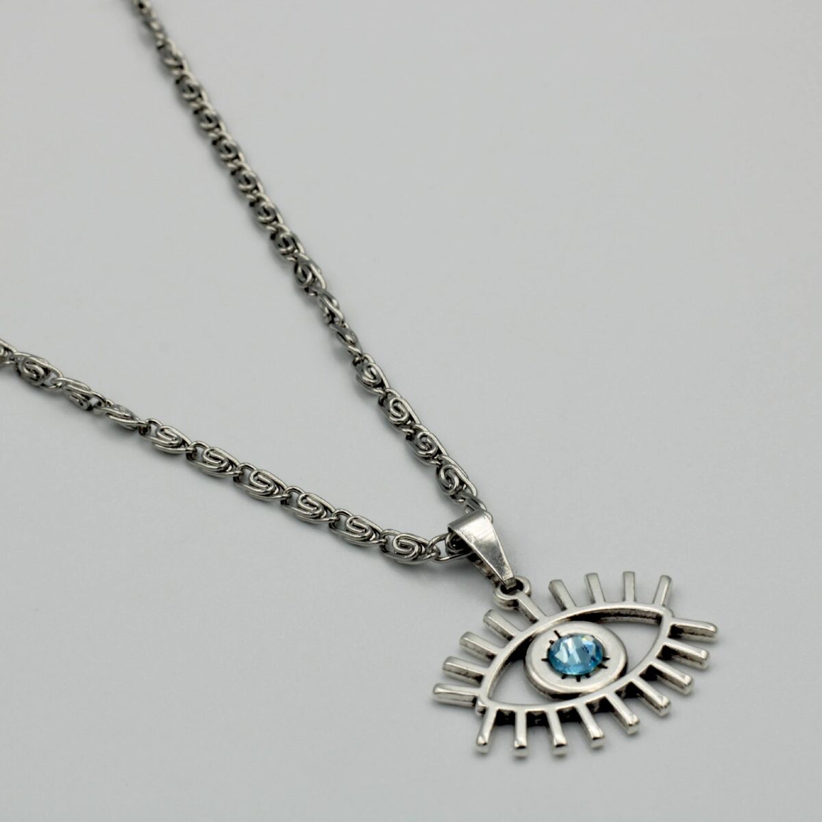 Women's Silver Plated Necklace 999 and Eye Shape Motif