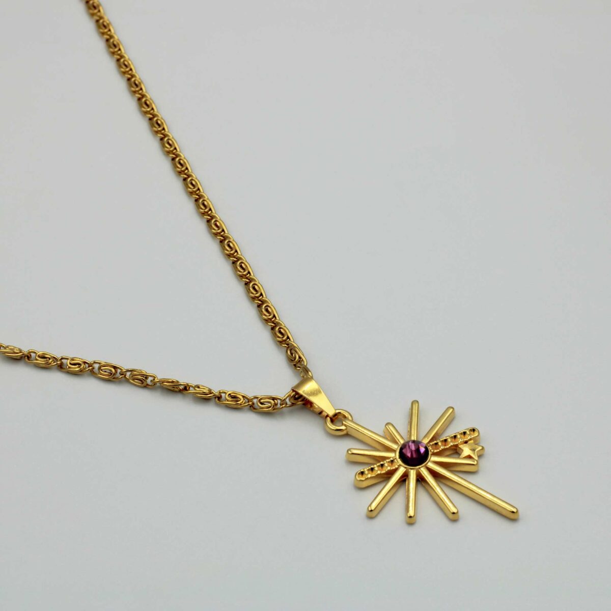 Women's Necklace Gold Plated 24k with Radial Motif