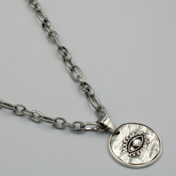 Women's Necklace Silver Plated 999 with round eye motif